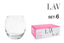 Lav Set 6 Vasos Vidrio 405cc Empire 7x9x9.5cm (8 Cajas)