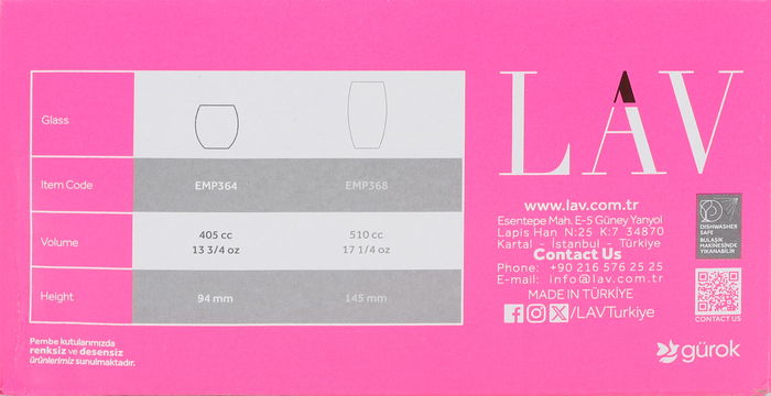 Lav Set 6 Vasos Vidrio 405cc Empire 7x9x9.5cm (8 Cajas)