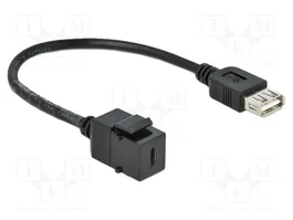 DeLOCK 86384 Módulo Keystone USB C hembra a USB A hembra con cable, Negro