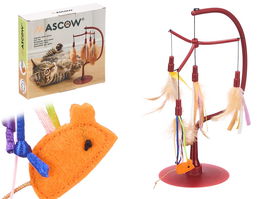 Mascow Juguete para Gato con Plumas de Plástico, 16x26x11 cm (Set de 6)