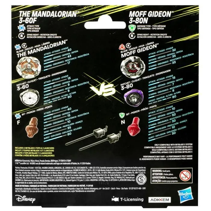Beyblade X Star Wars The Mandalorian 3-60F vs. Moff Gideon 3-80N, paquete mltiple
