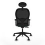 Silla de oficina Alocén con mecanismo Sincro/Traslack tapizada con Tela color Verde botella y malla color Negro. Equipada con lumbar 1D, Brazos 2D, Cabecero Fijo y Ruedas 65mm nailon