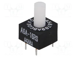 Aratas (Formerly Omron Components) Conmutador de código HEX/BCD A6A-16RS de 16 posiciones THT
