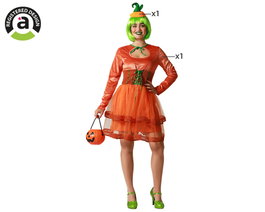 Atosa Disfraz de Calabaza Naranja con Vestido Corto y Accesorio para la Cabeza