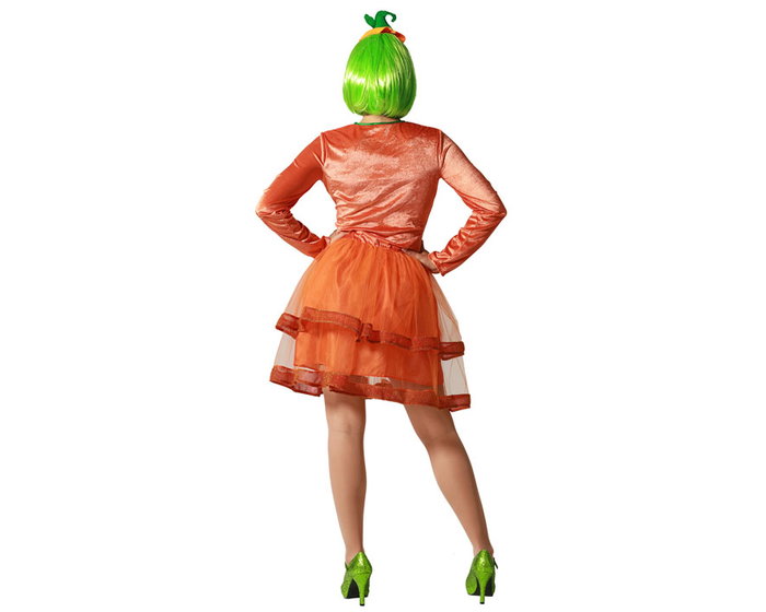 Atosa Disfraz de Calabaza Naranja con Vestido Corto y Accesorio para la Cabeza