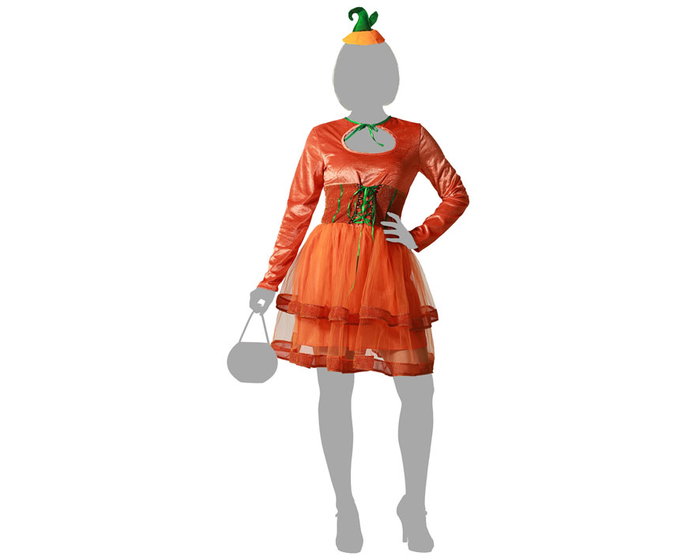 Atosa Disfraz de Calabaza Naranja con Vestido Corto y Accesorio para la Cabeza