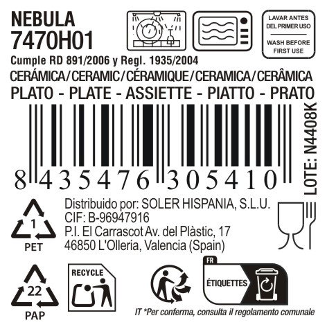 La Mediterranea Plato Hondo Nebula ø20cm (12 unidades) la de 552g cada uno