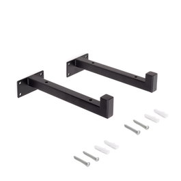 Emuca Juego de soportes para estante de madera Shelf recto de tubo cuadrado, Acero, Pintado negro