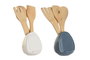 DKD Home Decor Set de 5 Botes para Utensilios con Soporte Móvil, Azul y Blanco