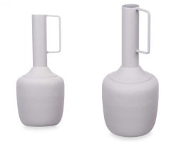 Giftdecor Jarrón Acero Asa Rectangular Gris Pastel