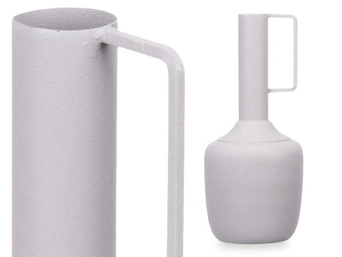 Giftdecor Jarrón Acero Asa Rectangular Gris Pastel