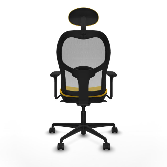 PIQUERAS Y CRESPO Silla de oficina Jorquera con mecanismo Sincro, tela amarilla y malla gris PIQUERAS Y CRESPO Silla de oficina Jorquera con mecanismo Sincro, tela amarilla y malla gris