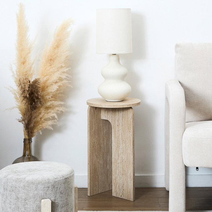 Home Deco Factory Mesa Auxiliar Pietra, Colección Terra Nova, Diámetro 30 cm Altura 50 cm