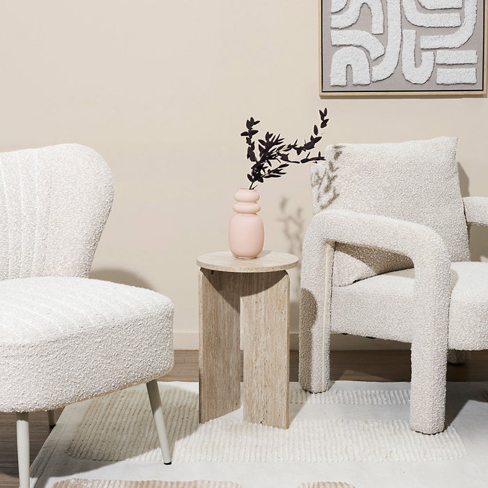 Home Deco Factory Mesa Auxiliar Pietra, Colección Terra Nova, Diámetro 30 cm Altura 50 cm