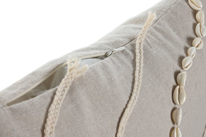 DKD Home Decor Cojín Ivory26 Beige y Blanco con Aplicaciones