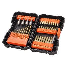 Black+Decker Juego de 41 piezas de brocas de titanio y puntas