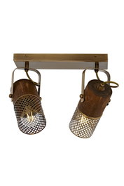 Opviq Lámpara de Araña Vintage Ar-1830-2Ey Cuerpo Metal Tapa Madera Marrón 30x32x25cm 2xE27