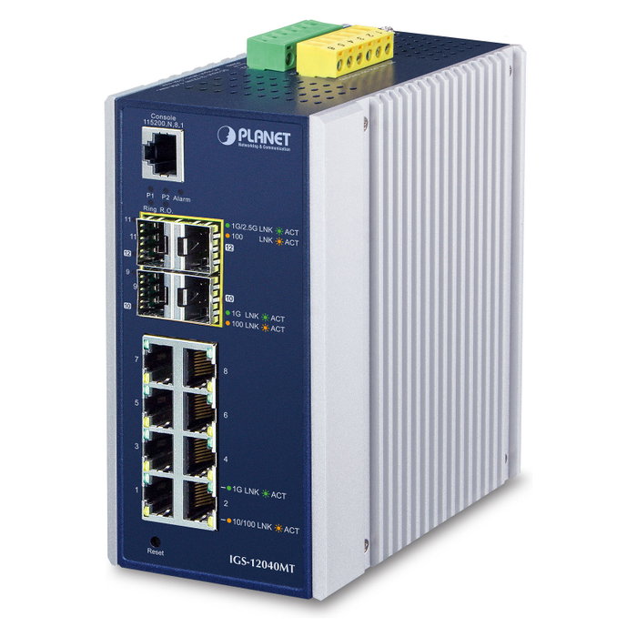 Planet IGS-12040MT Switch Industrial Gestionado de 12 Puertos (8 Gigabit + 4 SFP) Planet IGS-12040MT Switch Industrial Gestionado de 12 Puertos (8 Gigabit + 4 SFP)