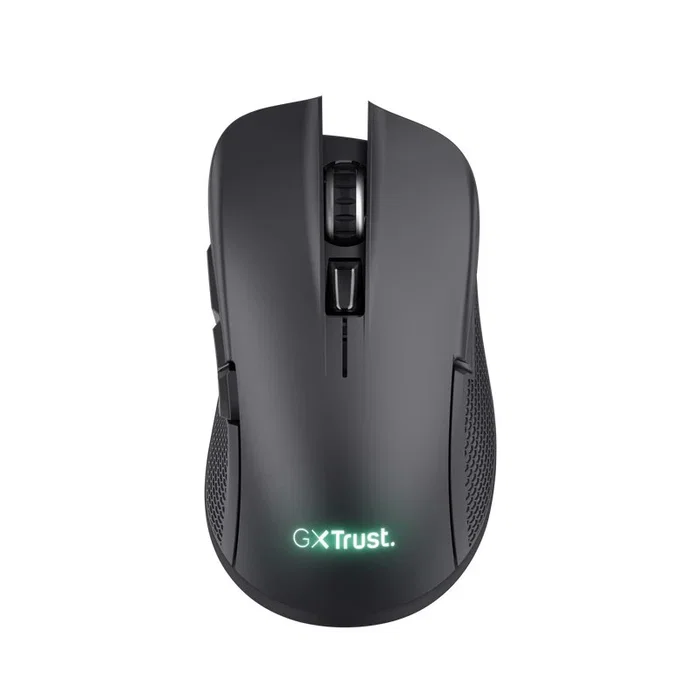 Trust Gaming GXT 923 YBAR Ratón Gaming Inalámbrico para Juegos, Mano Derecha, Recargable, 7200 DPI Ajustable, 6 Botones, Iluminación RGB, RF 2.4 GHz, 50 Horas Batería, Negro