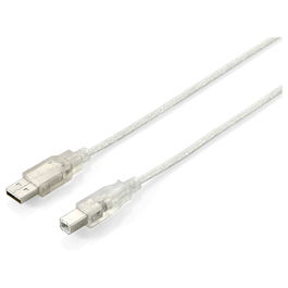 EQUIP Cable USB 2.0 Tipo A a B Macho/Macho 1.00m Transparente Plata 128653
