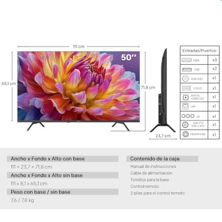 Metz 50MUF7000Z Televisor 50" Smart TV 4K UHD con Google TV, WiFi, MEMC 120Hz, Dolby Atmos y Wonder Audio, HDR10, Pantalla LED Metz 50MUF7000Z Televisor 50" Smart TV 4K UHD con Google TV, WiFi, MEMC 120Hz, Dolby Atmos y Wonder Audio, HDR10, Pantalla LED