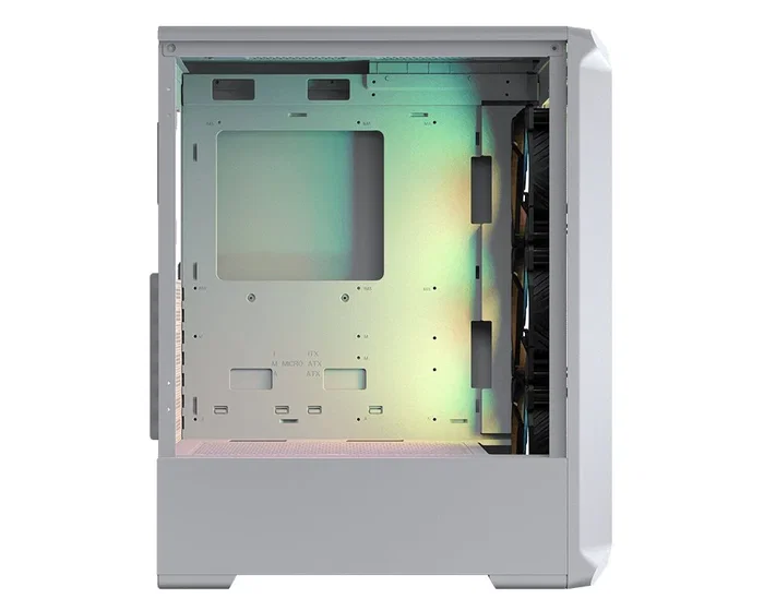 Cougar CGR-5CC5W-MESH-RGB Caja de PC Torre Media Mesh ATX - 3 Ventiladores ARGB Frontales Incluidos, Blanco, Panel Frontal Mesh, Soporta GPU 315mm, para Gaming