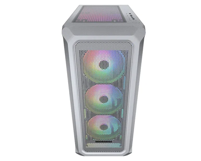 Cougar CGR-5CC5W-MESH-RGB Caja de PC Torre Media Mesh ATX - 3 Ventiladores ARGB Frontales Incluidos, Blanco, Panel Frontal Mesh, Soporta GPU 315mm, para Gaming