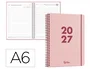 Liderpapel Agenda oficina 2027 espiral basic día página A6 rosa