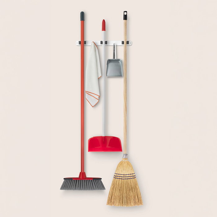 Inofix Colgador de escobas triple, blanco, 37 x 3,2 x 4,8 cm