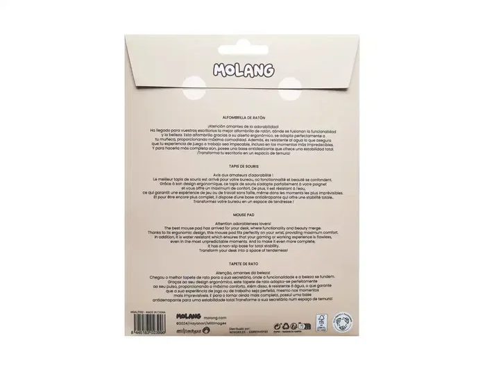 Wondee Alfombrilla de ratón Molang ergonómica de gel verde 250x230 mm Wondee Alfombrilla de ratón Molang ergonómica de gel verde 250x230 mm