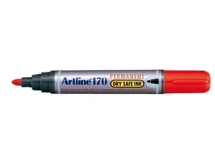 Artline Rotulador Permanente 170 Rojo Punta Redonda 2mm Antiseccado
