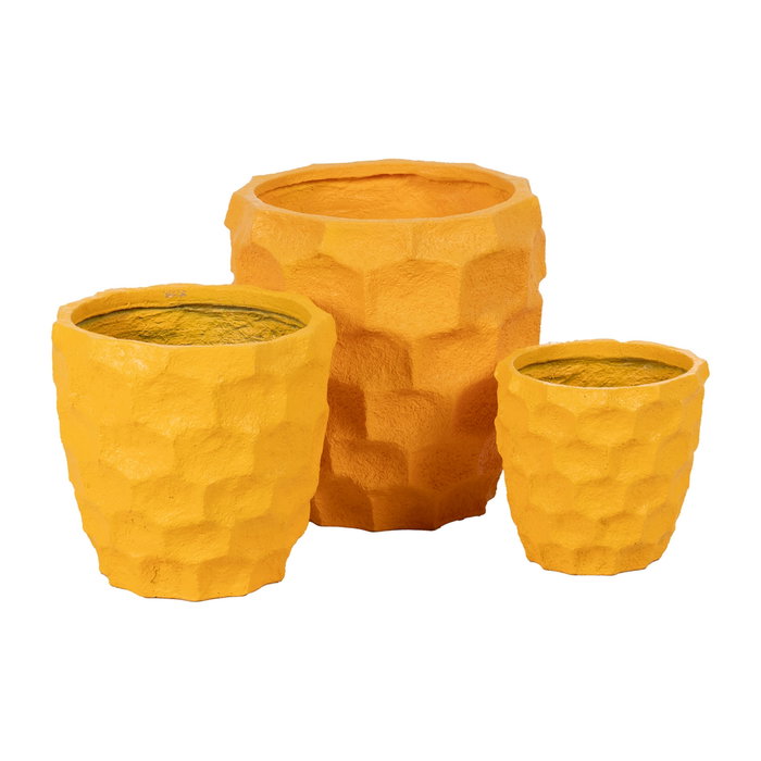 S/2 Macetero Amarillo Cemento Decoración 41 X 41 X 39,60 cm