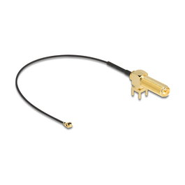 DeLOCK Cable de Antena RP-SMA Macho a I-PEX MHF I Macho, 90°, 15cm, PCB, 50 Ω, 2.4 GHz, Negro