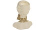 DKD Home Decor Busto Africana Blanco y Dorado en Resina