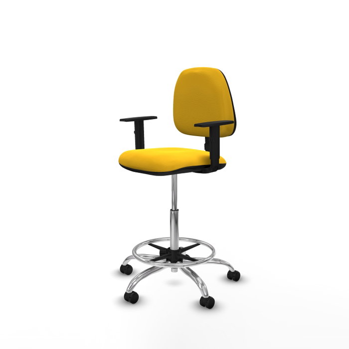 PIQUERAS Y CRESPO Taburete Isso CP amarillo con brazos y base cromada PIQUERAS Y CRESPO Taburete Isso CP amarillo con brazos y base cromada