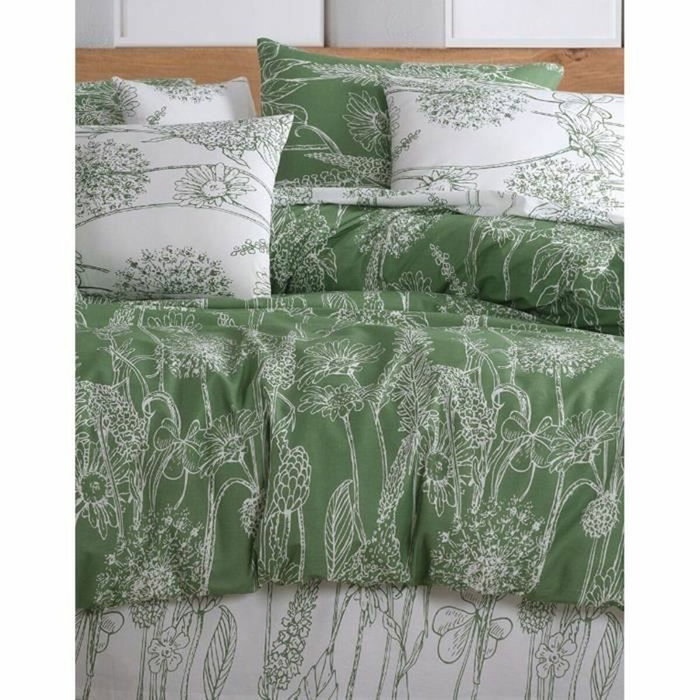 Aucune Juego de cama Verde 100% algodón reforzado con funda nórdica y 2 fundas de almohada Aucune Juego de cama Verde 100% algodón reforzado con funda nórdica y 2 fundas de almohada