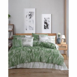 Aucune Juego de cama Verde 100% algodón reforzado con funda nórdica y 2 fundas de almohada