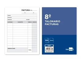 Liderpapel Talonario de facturas octavo sin IVA de 101 unidades