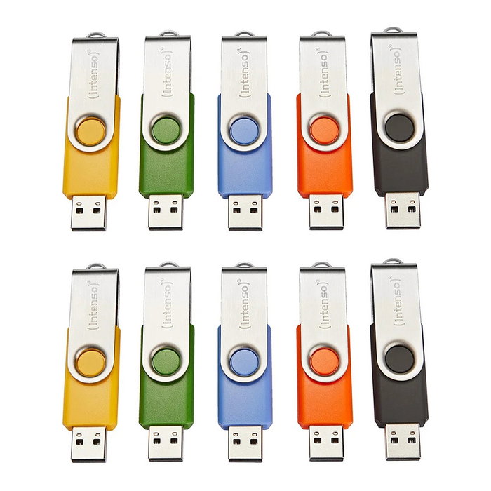 Intenso Memoria USB Basic Line 4 GB, Pack de 10 unidades, Colores Surtidos Intenso Memoria USB Basic Line 4 GB, Pack de 10 unidades, Colores Surtidos