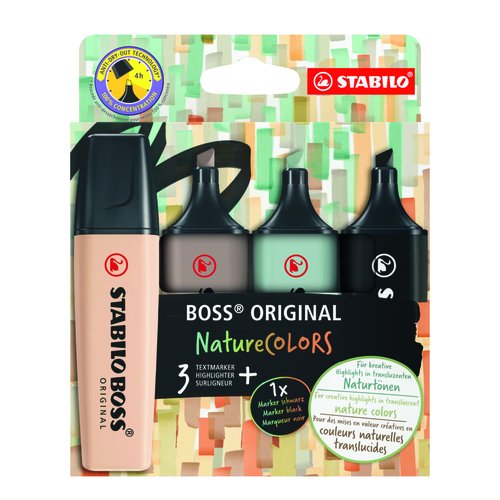 Stabilo Boss Original NatureColors Estuche de 4 Marcadores Surtidos