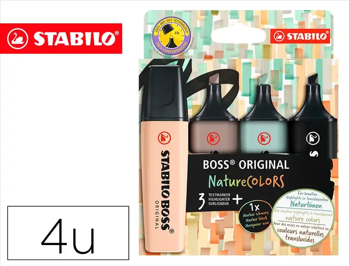 Stabilo Boss Original NatureColors Estuche de 4 Marcadores Surtidos