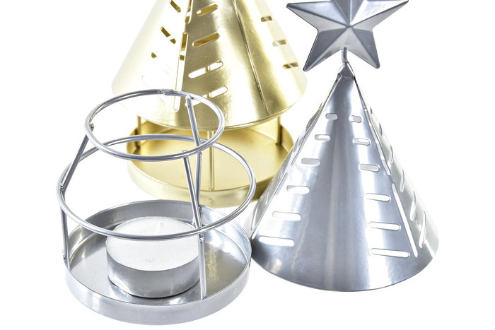 DKD Home Decor Portavelas Navidad Moderno Dorado Plateado Metal 8 x 16 x 8 cm (8 Unidades) DKD Home Decor Portavelas Navidad Moderno Dorado Plateado Metal 8 x 16 x 8 cm (8 Unidades)