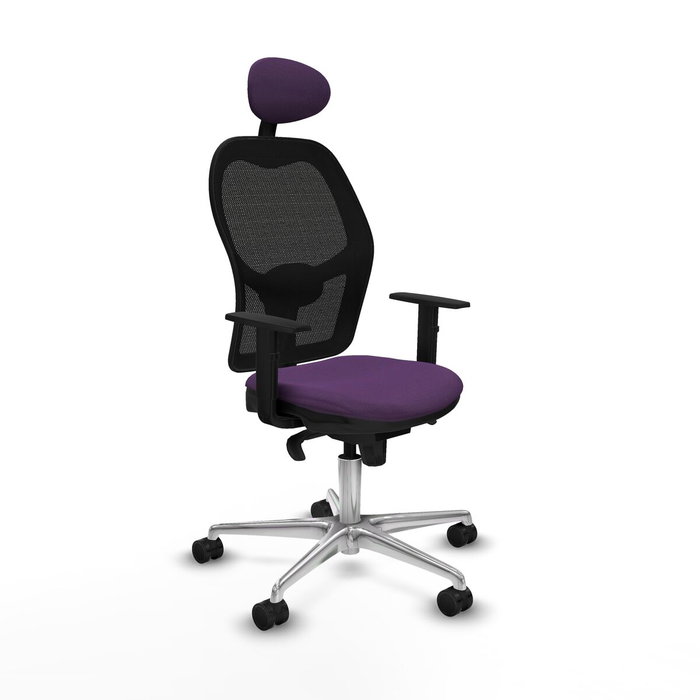 PIQUERAS Y CRESPO Silla de oficina Jorquera con mecanismo Sincro, Tela Morada y Malla Negra PIQUERAS Y CRESPO Silla de oficina Jorquera con mecanismo Sincro, Tela Morada y Malla Negra