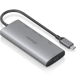 AISENS USB-C Dock 6 en 1, USB-C a HDMI 4K@60Hz, 1xUSB-A 10Gbps, 2xUSB-C 10Gbps, SD, MicroSD, Gris