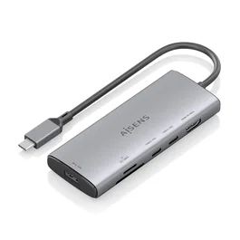 Aisens ASUC-6P029-GR Dock USB Tipo-C 6 en 1 con HDMI 4K 60Hz, 1x USB-A 10Gbps, 2x USB-C 10Gbps, Lector SD/Micro SD, Gris