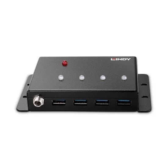 LINDY Hub USB 3.2 Gen 1 de 4 Puertos, Interfaz Type-B, Negro