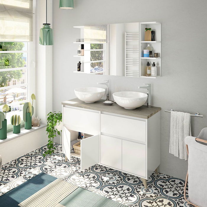 Forés/Arkit Módulo Camerino Espejo Baño Blanco Brillo Colgar Pared 40x65x21 cm (305081bo)