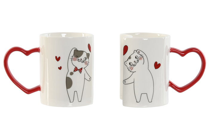DKD Home Decor Mug Scandi Rojo Blanco 8 x 9.5 x 24 cm Set de 2 DKD Home Decor Mug Scandi Rojo Blanco 8 x 9.5 x 24 cm Set de 2