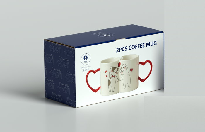 DKD Home Decor Mug Scandi Rojo Blanco 8 x 9.5 x 24 cm Set de 2 DKD Home Decor Mug Scandi Rojo Blanco 8 x 9.5 x 24 cm Set de 2