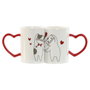 DKD Home Decor Set de 2 Tazas de Porcelana Gatos Love Rojo y Blanco